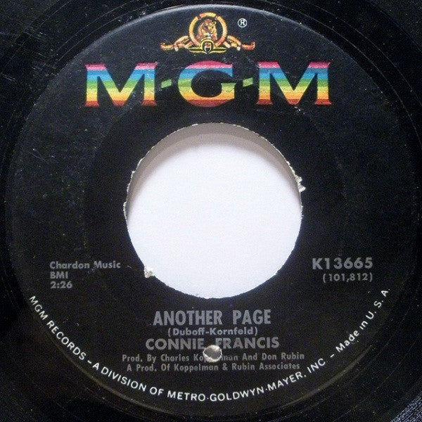 Connie Francis : Another Page (7", Single)