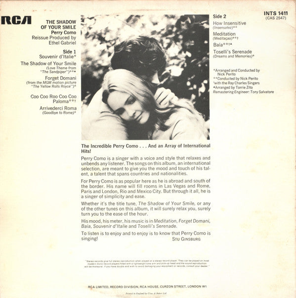 Perry Como : The Shadow Of Your Smile (LP, Comp)