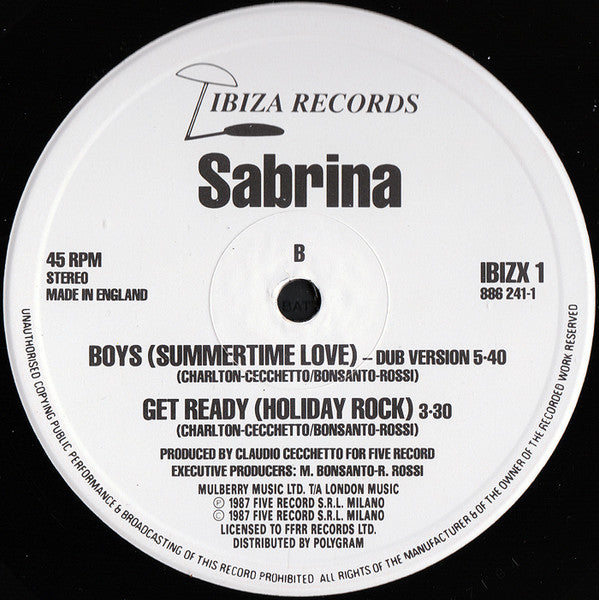 Sabrina : Boys (Summertime Love) (12", Single)