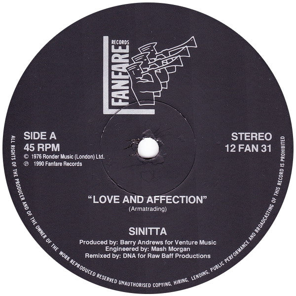 Sinitta : Love & Affection (DNA Remix) (12", MP)