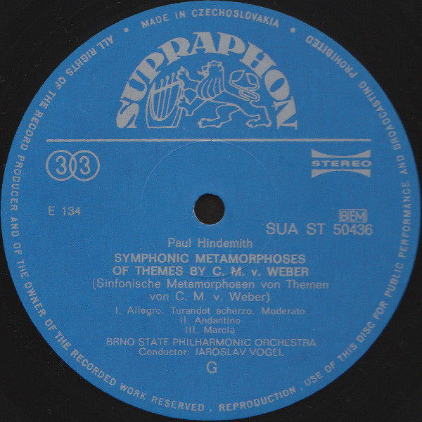 Paul Hindemith / Zoltán Kodály : Symphonic Metamorphoses Of Themes By C. M. Weber / Variations On A Hungarian Folksong (LP, RP)