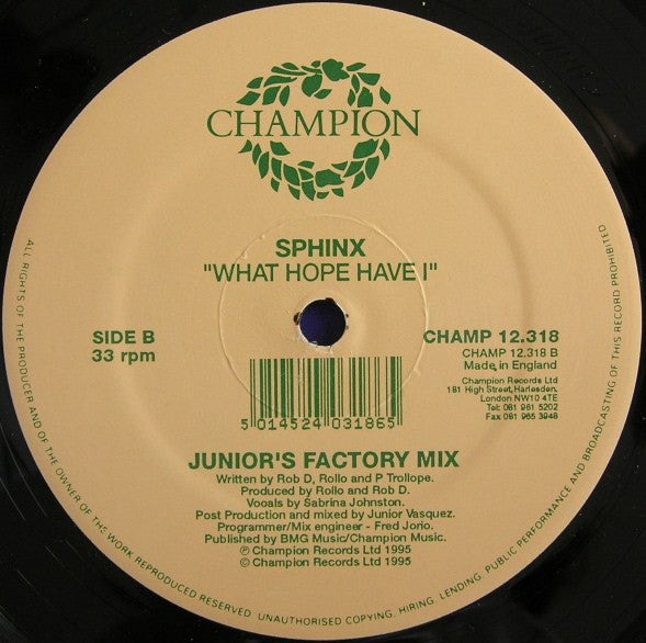 Sphinx : What Hope Have I (12", Single)