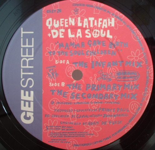 Queen Latifah + De La Soul : Mamma Gave Birth To The Soul Children (The New School Mixes - Re-educated By CJ Macintosh + John Waddell) (12", Maxi)
