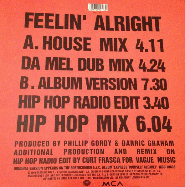 E.Y.C. : Feelin' Alright (12")