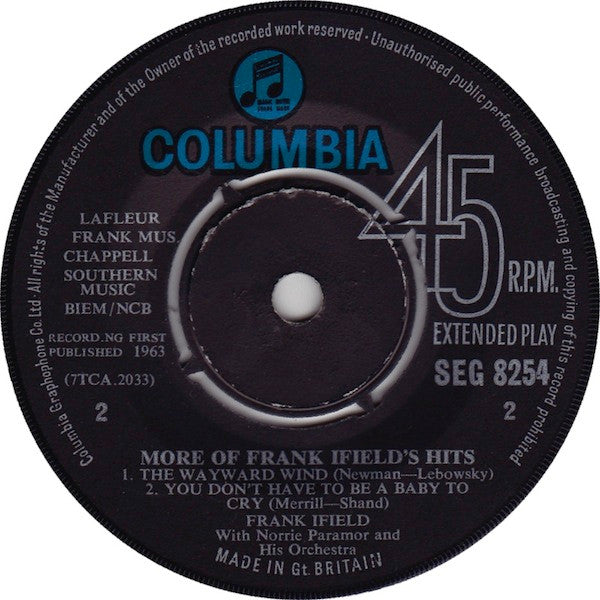 Frank Ifield : More Of Frank Ifield's Hits (7", EP)