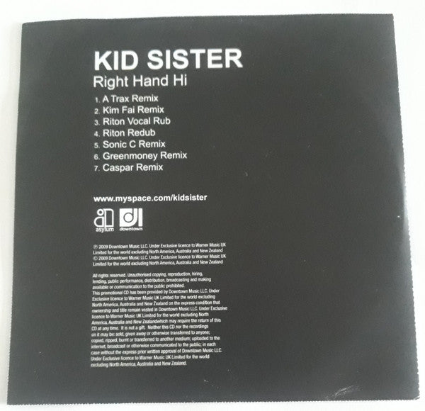 Kid Sister : Right Hand Hi (CDr, Maxi, Promo)