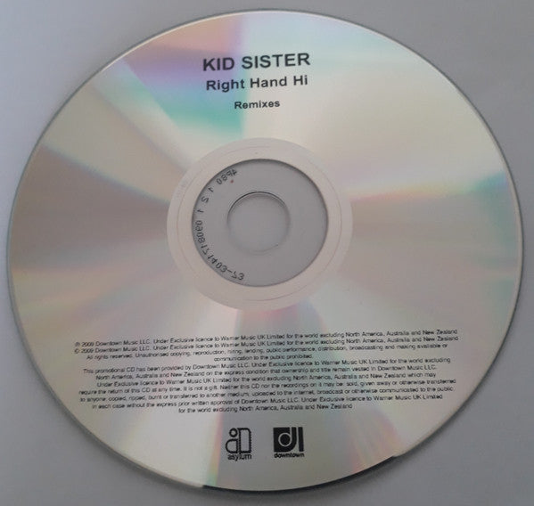 Kid Sister : Right Hand Hi (CDr, Maxi, Promo)
