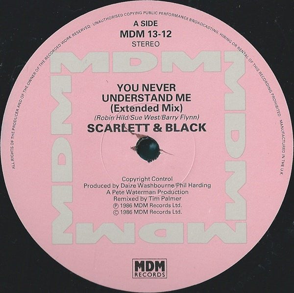 Scarlett & Black : You Never Understand Me (12")