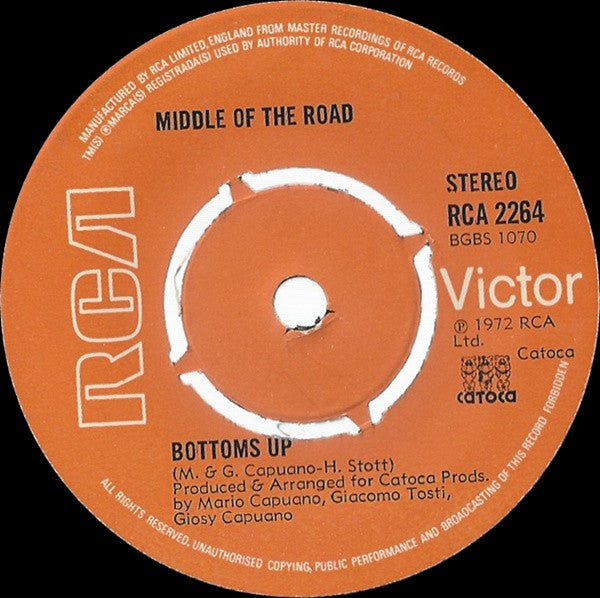 Middle Of The Road : Bottoms Up (7", Single)