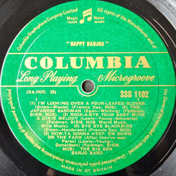 The Big Ben Banjo Band : Happy Banjos (10", Mono)