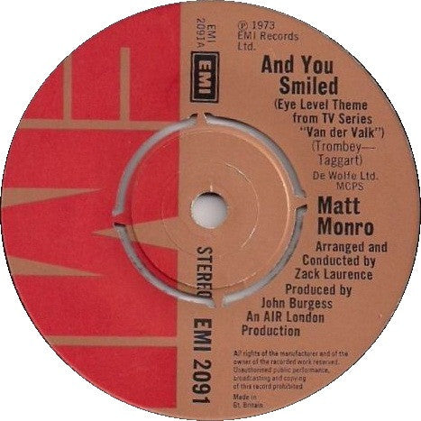 Matt Monro : And You Smiled (7", Single)