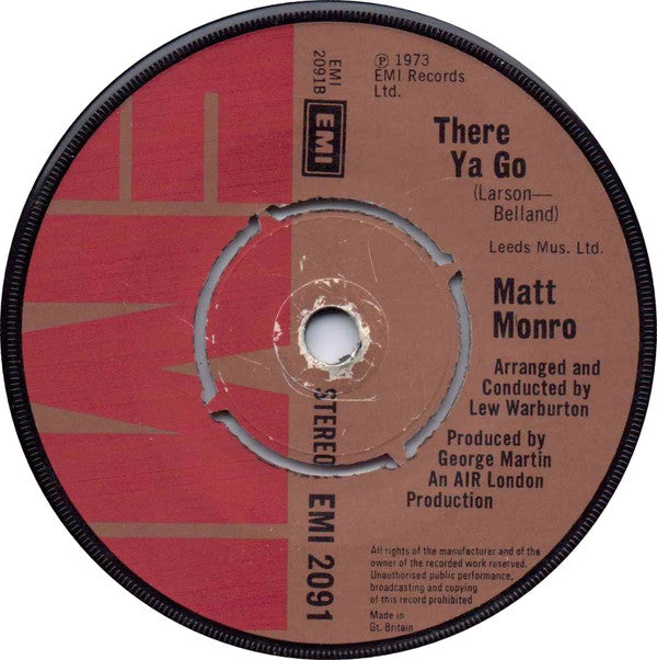Matt Monro : And You Smiled (7", Single)