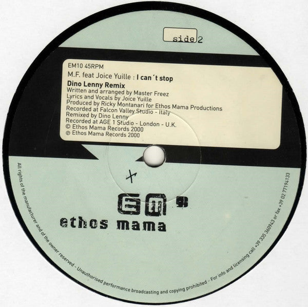 Master Freez Feat Joyce Yuille : I Can't Stop (12")