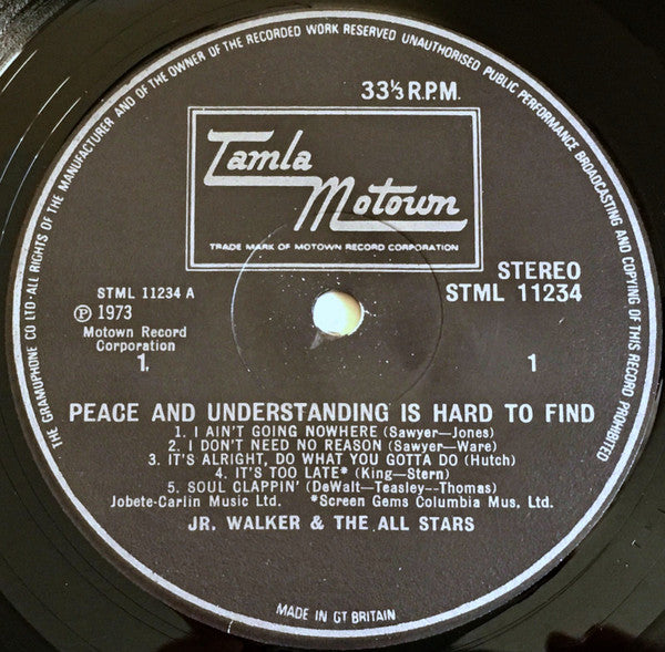 Junior Walker & The All Stars : Peace & Understanding Is Hard To Find (LP, Album)