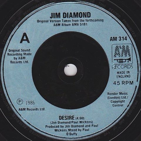 Jim Diamond : Desire (7", Single)