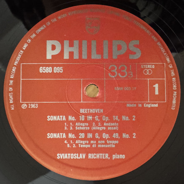 Beethoven*, Sviatoslav Richter : Piano Sonatas Nos. 10, 11, And 20  (LP, RE)