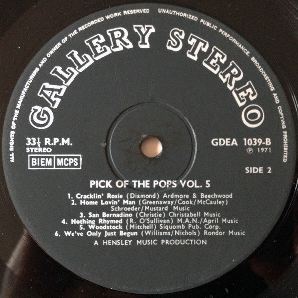Unknown Artist : Pick Of The Pops Vol. 5 (LP)