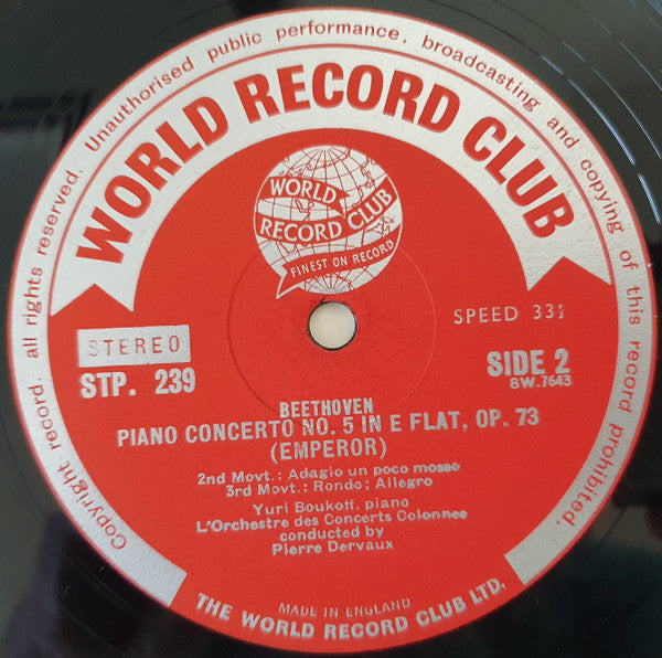 Ludwig Van Beethoven - Yuri Boukoff, L'Orchestre De L'Association Des Concerts Colonne Conducted By Pierre Dervaux (2) : Piano Concerto No. 5 In E Flat, Opus 73 "The Emperor" (LP, Album, Club)