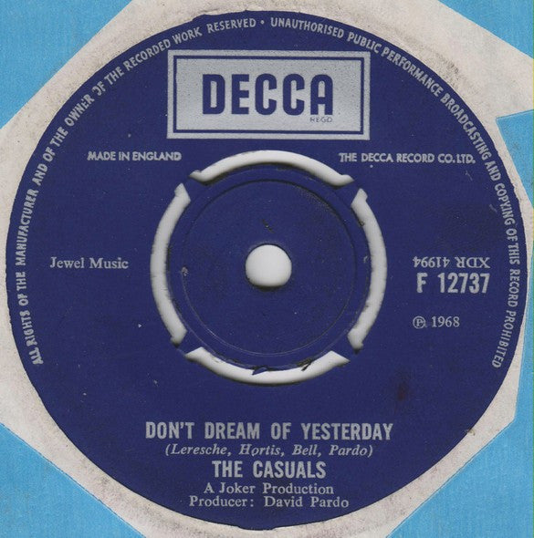 The Casuals : Adios Amor (Goodbye My Love) (7", Single)