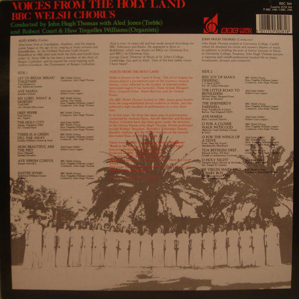 BBC Welsh Chorus Conducted By John Hugh Thomas With Aled Jones : Voices From The Holy Land (LP, Blu)