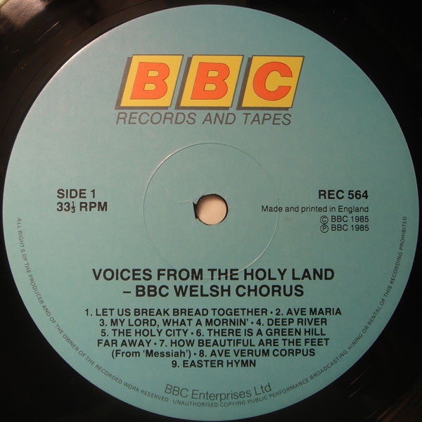 BBC Welsh Chorus Conducted By John Hugh Thomas With Aled Jones : Voices From The Holy Land (LP, Blu)