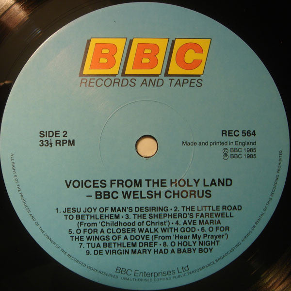 BBC Welsh Chorus Conducted By John Hugh Thomas With Aled Jones : Voices From The Holy Land (LP, Blu)