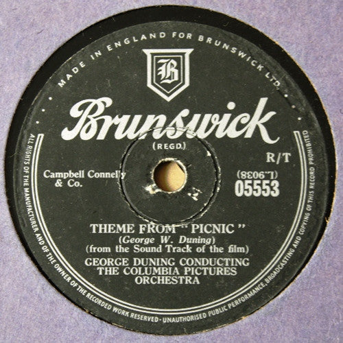 The Columbia Pictures Orchestra : Theme From "Picnic" (Shellac, 10")