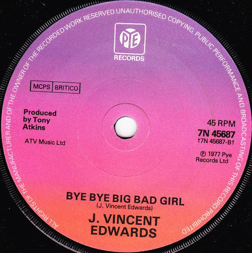 J. Vincent Edwards : Too Hot To Handle (7", Single)