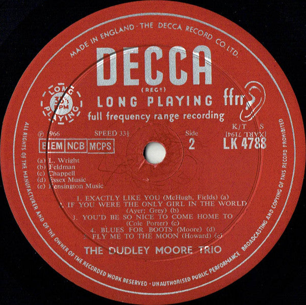 Dudley Moore Trio : Genuine Dud (LP, Album, Mono)