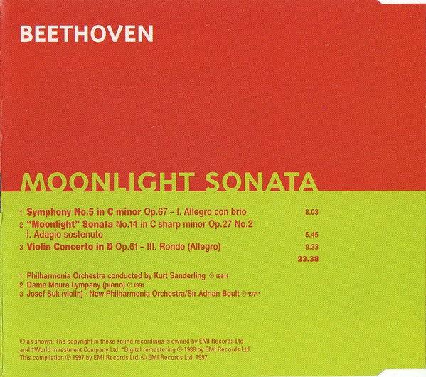 Ludwig van Beethoven : Moonlight Sonata (CD, MiniAlbum, Comp, RE, RM)