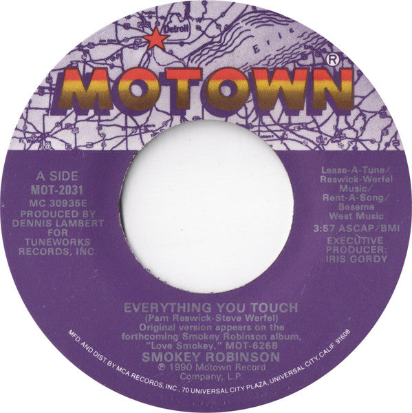 Smokey Robinson : Everything You Touch (7", Single, Glo)