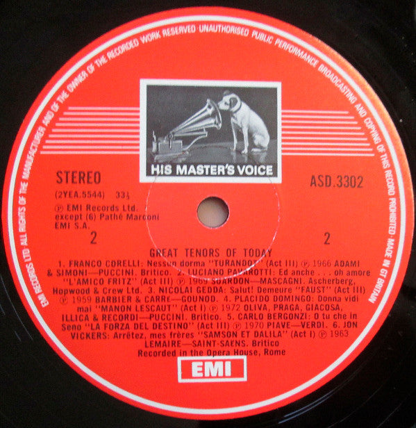 Carlo Bergonzi, Franco Corelli, Placido Domingo, Nicolai Gedda, James McCracken, Luciano Pavarotti, Jon Vickers : Great Tenors Of Today (LP, Comp)