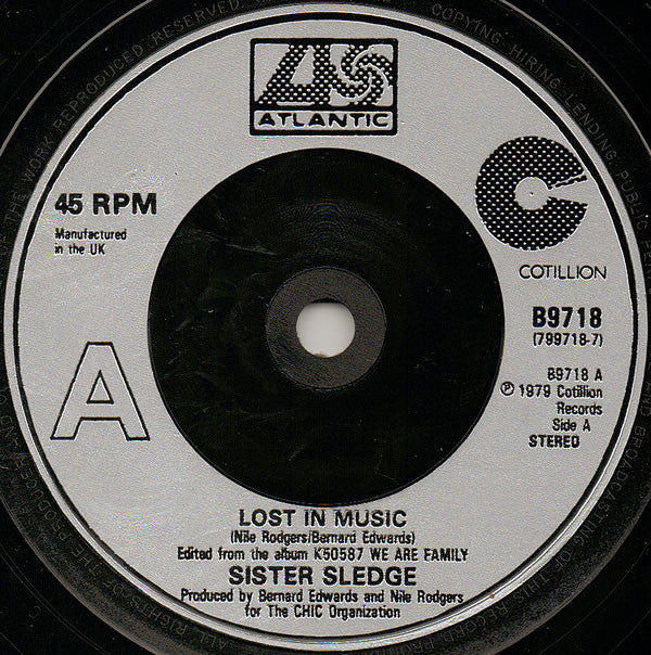 Sister Sledge : Lost In Music (7", Single, Sil)