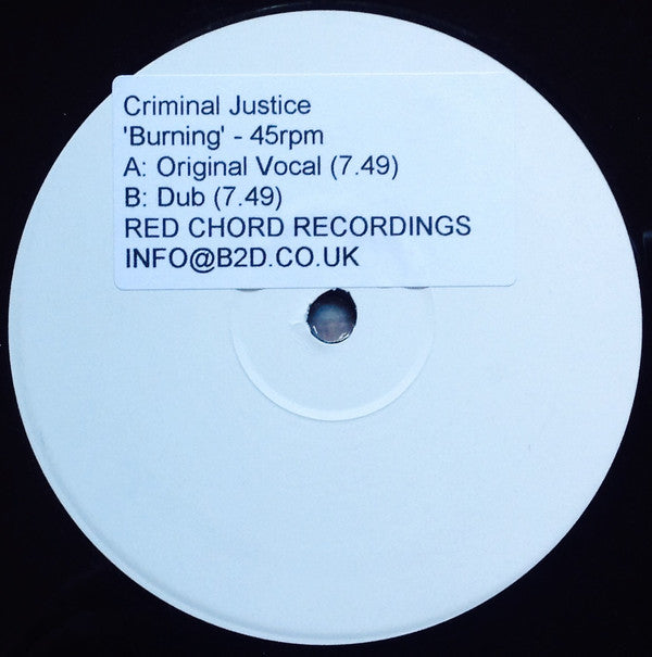 Criminal Justice : Burning (12", EP, W/Lbl)