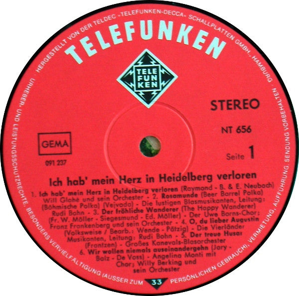 Various : Ich Hab' Mein Herz In Heidelberg Verloren (LP, Comp, RE)