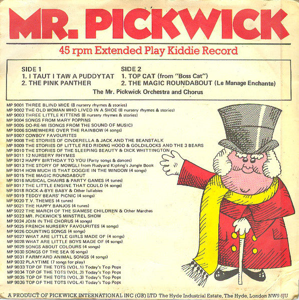 Mr. Pickwick Players & Orchestra : TV Cartoon Themes (7", EP)