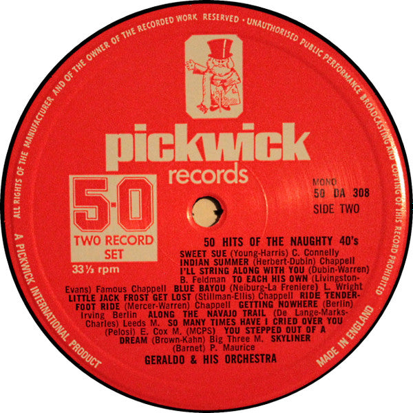 Geraldo And His Orchestra : 50 Hits Of The Naughty 40's (2xLP, Mono)