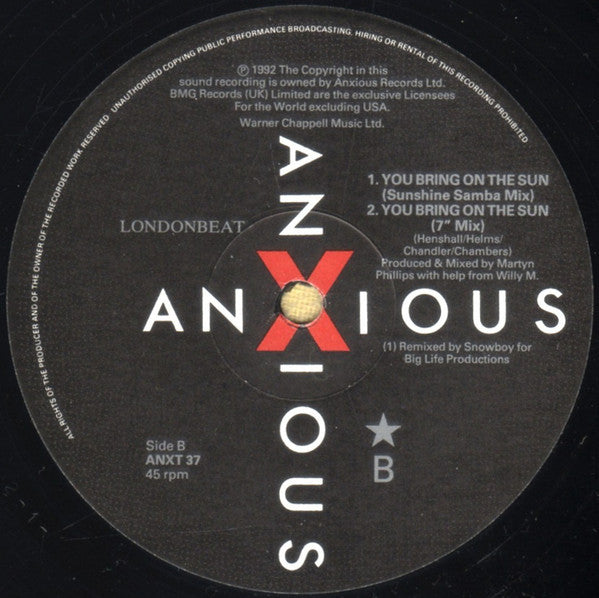 Londonbeat : You Bring On The Sun (12")