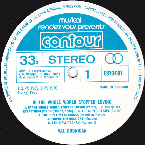 Val Doonican : If The Whole World Stopped Loving (LP, Comp)
