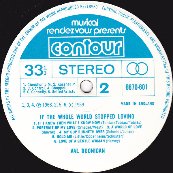 Val Doonican : If The Whole World Stopped Loving (LP, Comp)