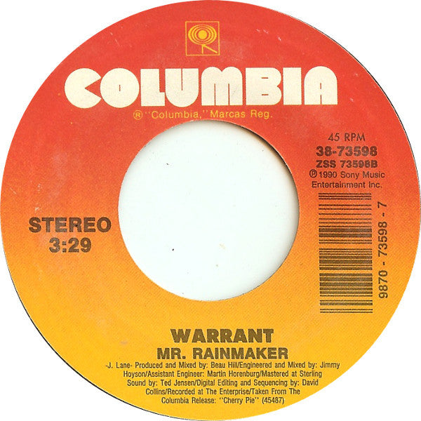 Warrant : Blind Faith (7", Single, Styrene, Car)