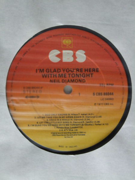 Neil Diamond : I'm Glad You're Here With Me Tonight (LP, Album)