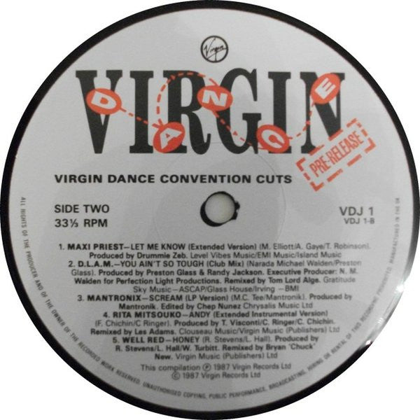 Various : Virgin Dance Convention Cuts (LP, Comp, Promo)