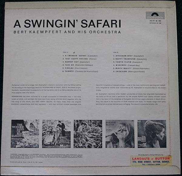Bert Kaempfert And His Orchestra* : A Swingin' Safari (LP, Album, Mono, RE)