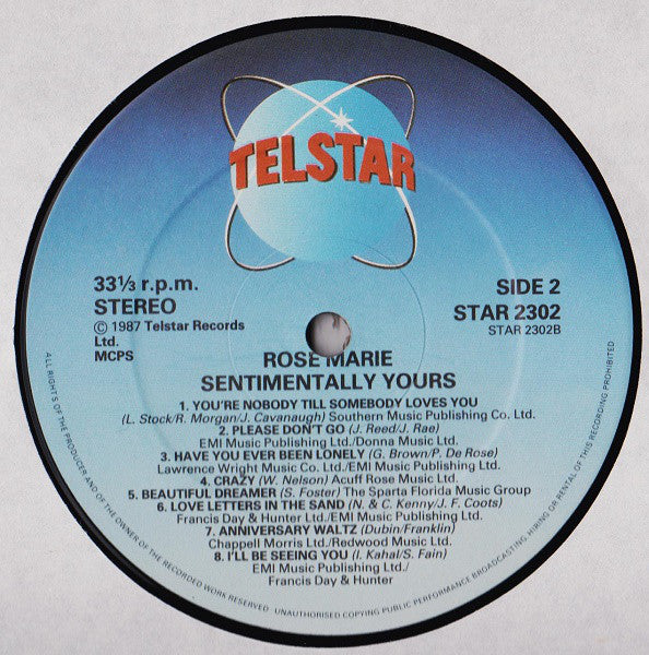 Rose Marie (3) : Sentimentally Yours (LP, Album)