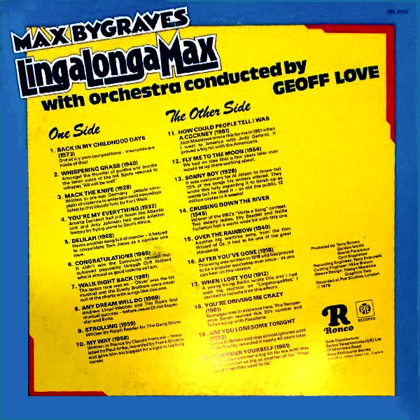 Max Bygraves : LingaLongaMax (LP, Comp)