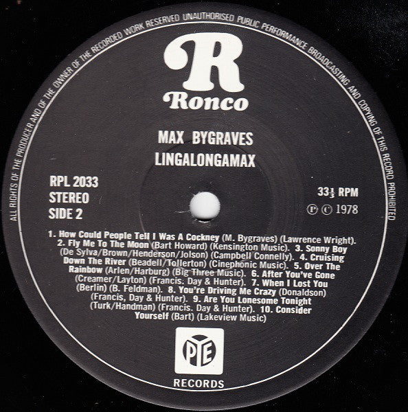 Max Bygraves : LingaLongaMax (LP, Comp)