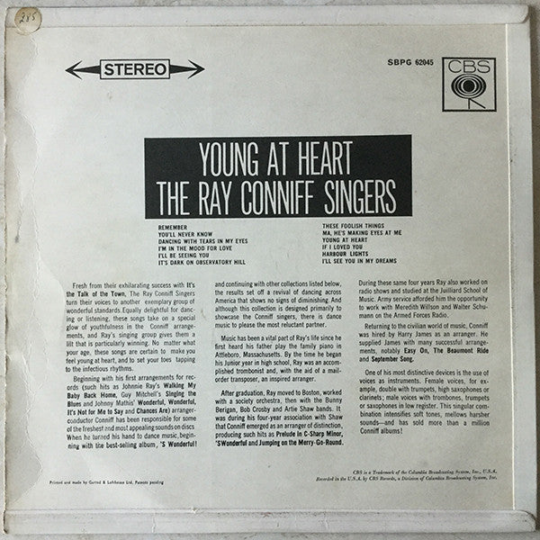 Ray Conniff And The Singers : Young At Heart (LP, Album, RE)