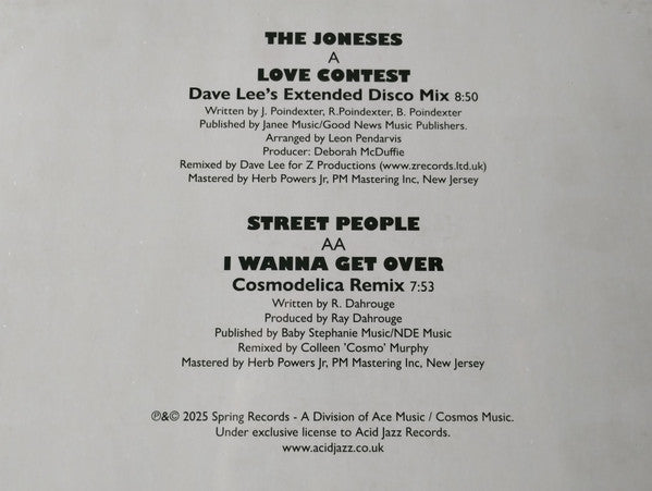 The Joneses / Street People : Love Contest / I Wanna Get Over (12")