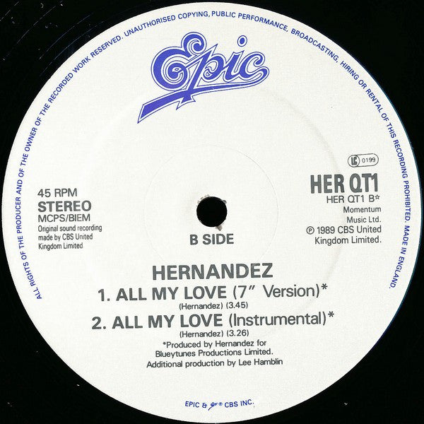 Wayne Hernandez : All My Love (The Ben Liebrand Mix) (12")